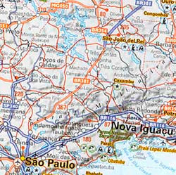 Brazil Road and Shaded Relief Map.