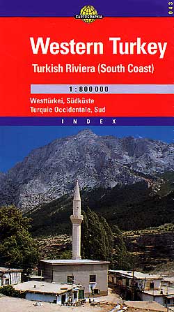 Turkey, Western, Road and Shaded Relief Tourist Map.