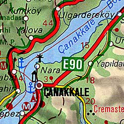 Turkey, Western, Road and Shaded Relief Tourist Map.