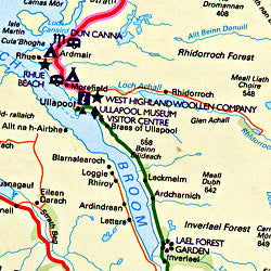 Scotland "Touring" Road and Shaded Relief Map.