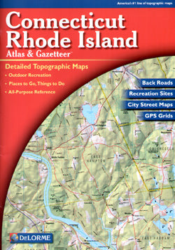 Connecticut and Rhode Island, Road, Topographic, and Shaded Relief Tourist ATLAS and Gazetteer, America.