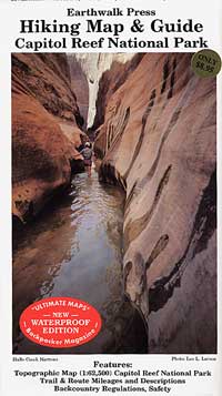 Capitol Reef National Park, Road and Recreation Map, Utah, America.