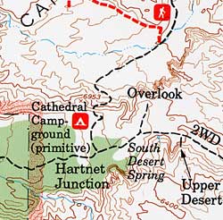 Capitol Reef National Park, Road and Recreation Map, Utah, America.