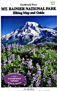 Mount Rainier National Park, Road and Recreation Map, Washington, America.