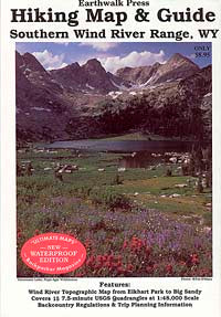 Wind River Range Southern, Road and Recreation Map, Wyoming, America.