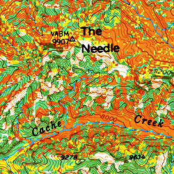 Yellowstone National Park, Road and Recreation Map, Wyoming, America.