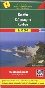 Corfu Island, Road and Shaded Relief Tourist Map, Greece.