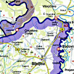 Slovenia, Croatia, and Bosnia-Herzegovina, Road and Shaded Relief Tourist Map.