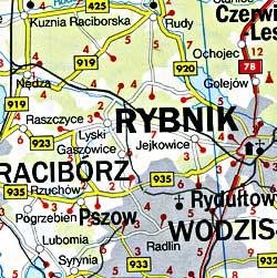 Czech and Slovak Republics, Road and Shaded Relief Tourist Map.