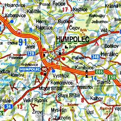 Czech Republic, Road and Shaded Relief Tourist Map.