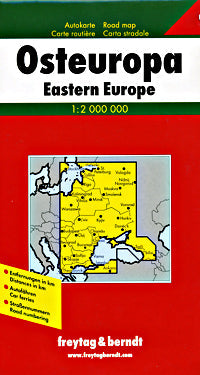 Eastern Europe Road and shaded Relief Tourist Map.