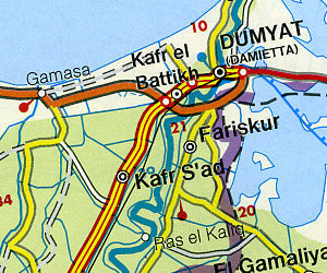 Egypt Road and Shaded Relief Tourist Map.