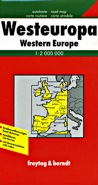 a. Western Europe Road and Shaded Relief Tourist Map.