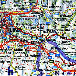 Germany, Southern, Road and Shaded Relief Tourist Map.