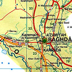 Iran Road and Shaded Relief Tourist Map.