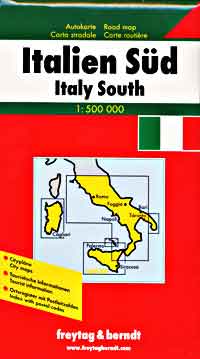 Italy, Southern Road and Shaded Relief Tourist Map.