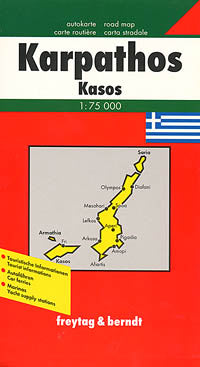 Karpathos Island, Road and Tourist Map, Greece.