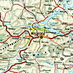 Middle East, Western Area, Road and Shaded Relief Tourist Map.