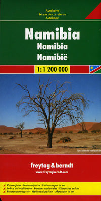 Namibia Road and Shaded Relief Tourist Map.