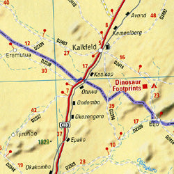 Namibia Road and Shaded Relief Tourist Map.