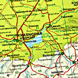 Russia, European, and the CIS Road and Shaded Relief Tourist Map.