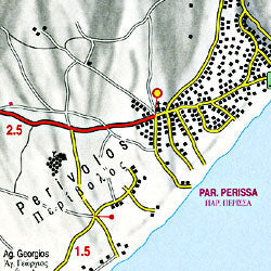 Santorini Island, Road and Shaded Relief Tourist, Greece.