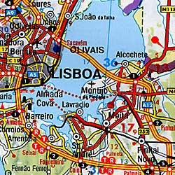 Spain and Portugal, Road and Shaded Relief Tourist Map.