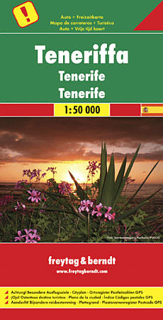 Tenerife Island, Road and Topographic HIKING Map, Canary Islands, Spain.