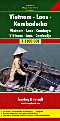 Vietnam, Laos, and Cambodia, Road and Tourist Map.