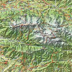 Big Bear Road and Recreation Map, California, America.