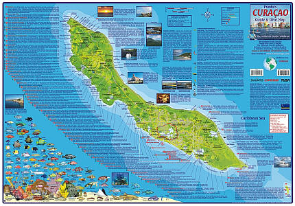 Curacao Guide and Dive Road and Recreation Map.