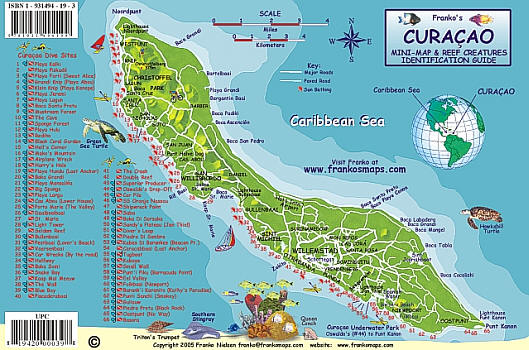 Curacao Reef Creatures Road and Recreation Map.