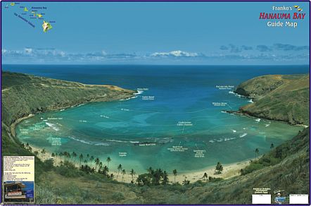 Hanauma Bay Guide Map, Hawaii, America.