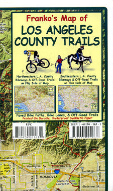 Los Angeles County Trails, Road and Recreation Map, California, America.