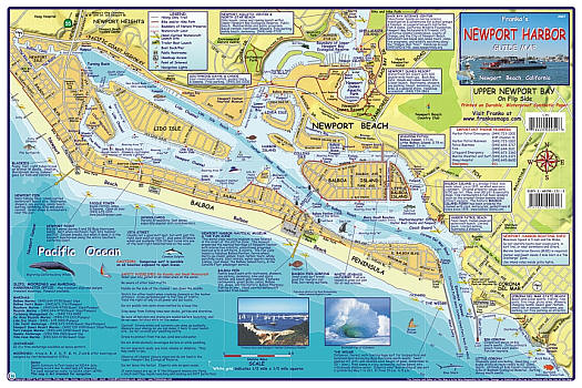 Newport Harbor Road and Recreation Map, California, America.