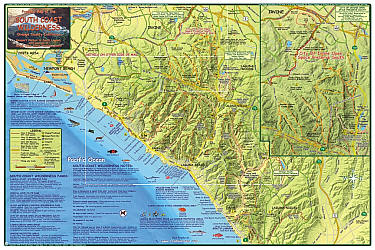 South Coast Wilderness Orange, Road and Recreation Map, California, America.