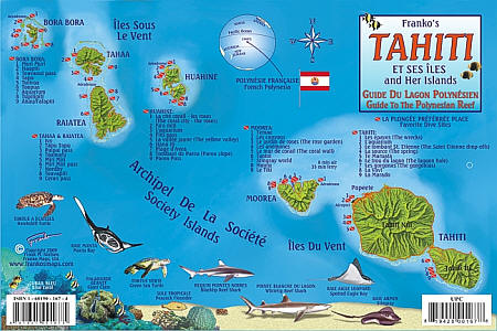 Tahiti Reef Creatures Guide (Fish Card), Road and Recreation Map.