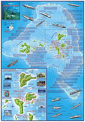 Truk Lagoon (Chuuk) Guide and Dive, Road and Recreation Map.