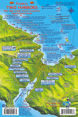 Two Harbors, Catalina Reef Creatures Guide (Fish Card), Road and Recreation Map, California, America.