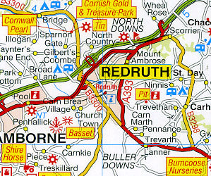 Cornwall Visitors Map, England, United Kingdom.