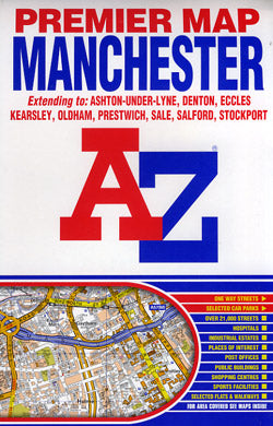 Manchester "Premier" Map, England, United Kingdom.