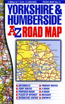 Yorkshire and Humberside Road and Tourist Map.