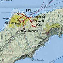 Pathos Road Map Karpathos Islands, Road and Tourist Map, Greece.