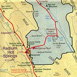 Banff National Park (Map and Guide), Road and Topographic Tourist Map, British Columbia and Alberta, Canada.