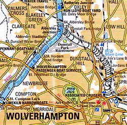 Staffordshire & Worcestershire Canal Map, Great Britain.