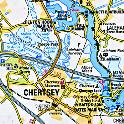 Thames, the river and the path Map, Great Britain.