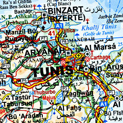 Algeria Road and Shaded Relief Tourist Map.