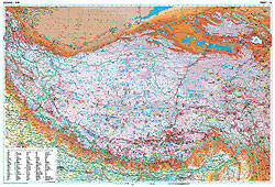 Tibet Physical WALL Map.