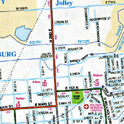 Eastern Idaho Cities and Counties Street Map, America.