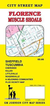 Florence and Muscle Shoals Street Map, Alabama, America.